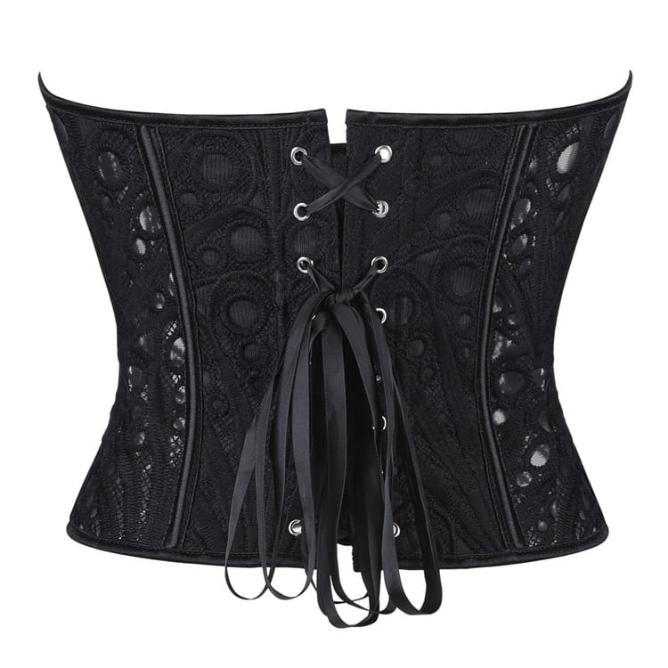 Kobine Women's Gothic Lace-up Mesh Sheer Overbust Corset