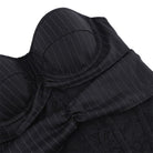 Kobine Women's Gothic Lace-up Pinstripe Floral Lace Overbust Corset