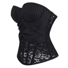 Kobine Women's Gothic Lace-up Pinstripe Floral Lace Overbust Corset