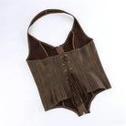 Kobine Women's Gothic Lace-up Zip Halterneck Overbust Corset