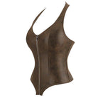 Kobine Women's Gothic Lace-up Zip Halterneck Overbust Corset