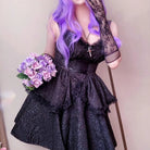 Kobine Women's Gothic Layered Draped Slip Dress