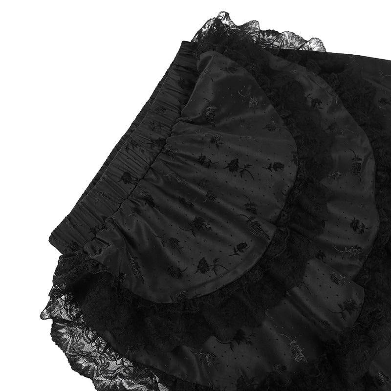 Kobine Women's Gothic Layered Lace Hem Skirt