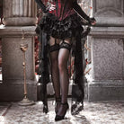 Kobine Women's Gothic Layered Ruffle Velvet MIni Skirt