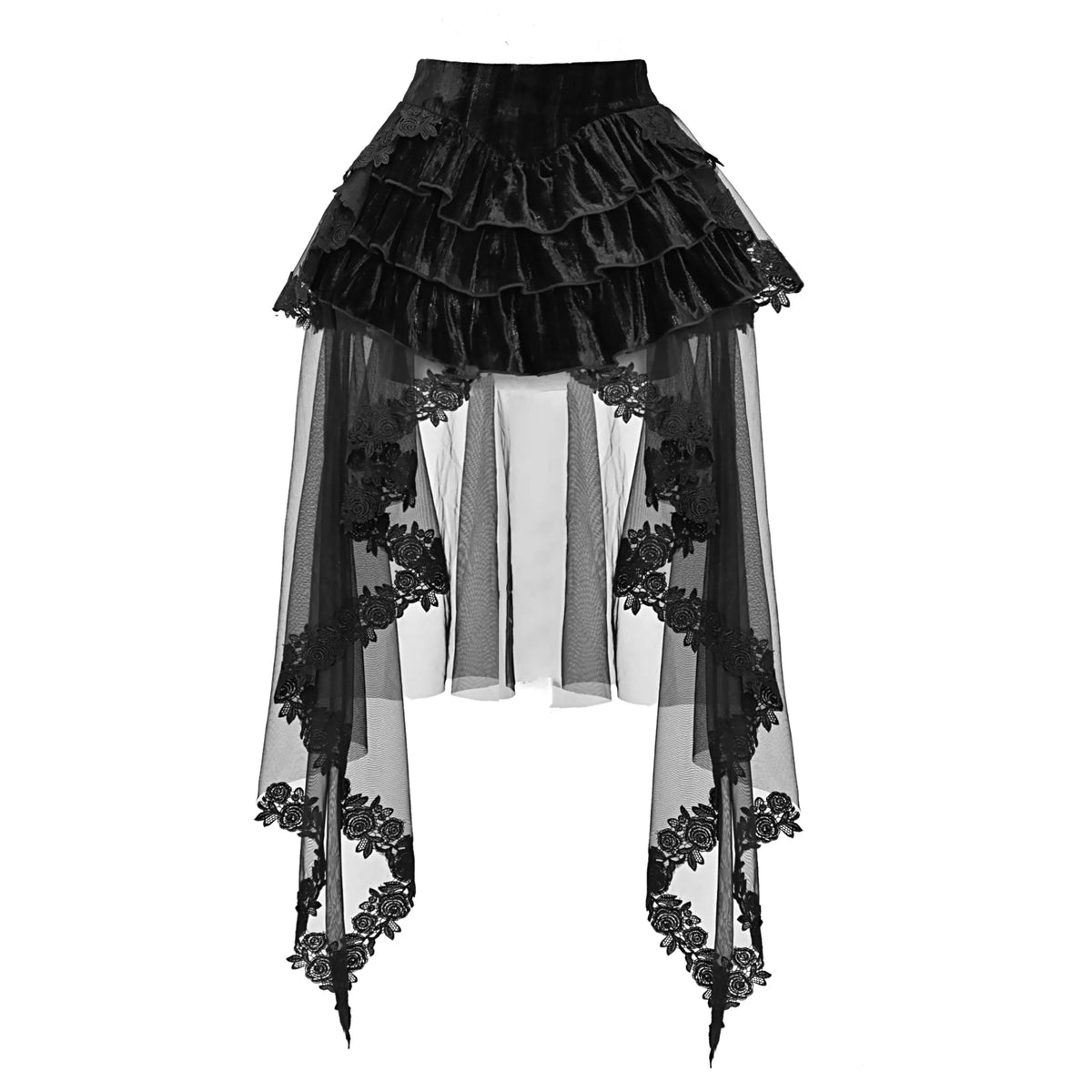 Kobine Women's Gothic Layered Ruffle Velvet MIni Skirt