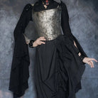 Kobine Women's Gothic Layered Ruffled Long Pleated Skirt