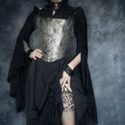 Kobine Women's Gothic Layered Ruffled Long Pleated Skirt