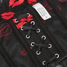 Kobine Women's Gothic Lip Printed Mesh Overbust Corset
