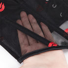 Kobine Women's Gothic Lip Printed Mesh Overbust Corset