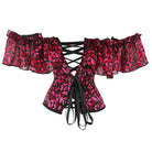 Kobine Women's Gothic Lip Printed Ruffled Overbust Corset