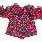 Kobine Women's Gothic Lip Printed Ruffled Overbust Corset