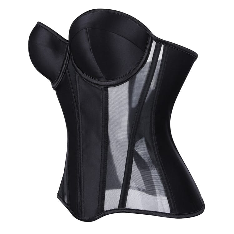 Kobine Women's Gothic Mesh Sheer Lace-up Overbust Corsets