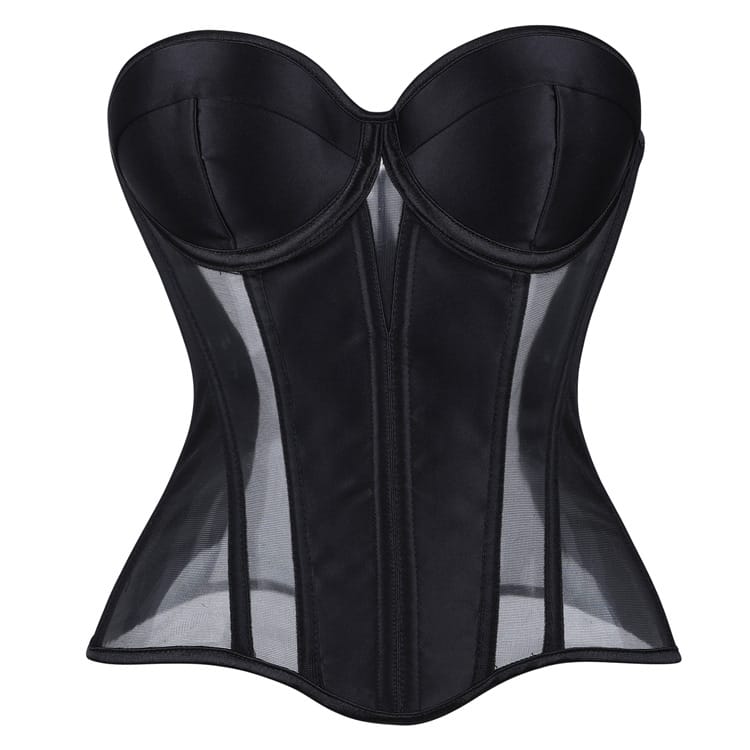 Kobine Women's Gothic Mesh Sheer Lace-up Overbust Corsets
