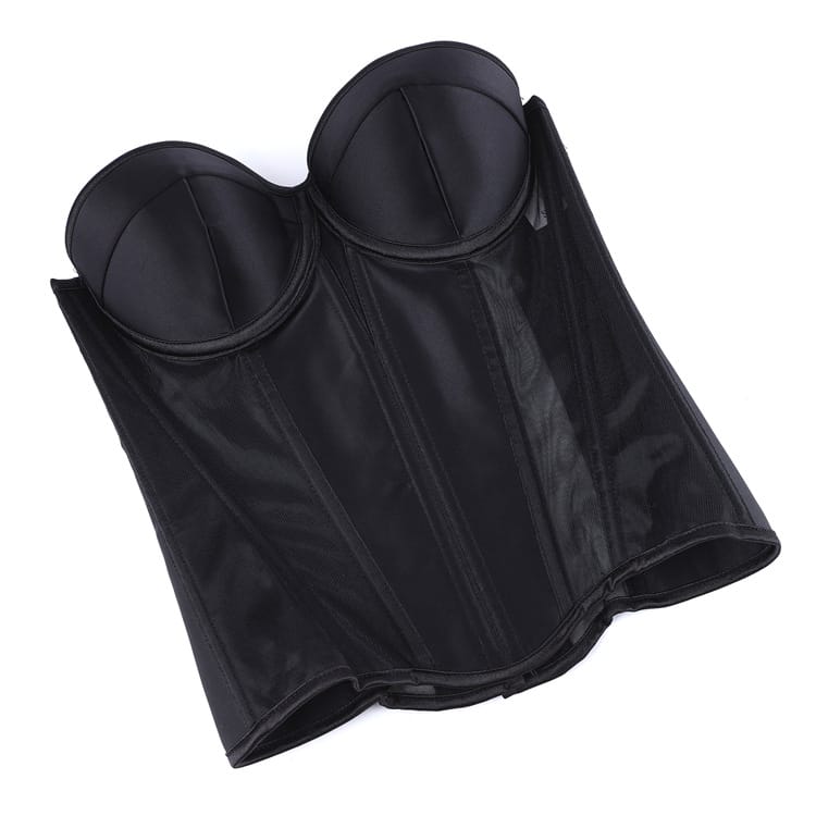 Kobine Women's Gothic Mesh Sheer Lace-up Overbust Corsets