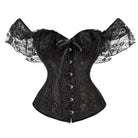 Kobine Women's Gothic Mesh Sleeved Lace Floral Overbust Corsets