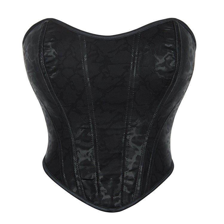 Kobine Women's Gothic Mesh Splice Lace-up Overbust Corset