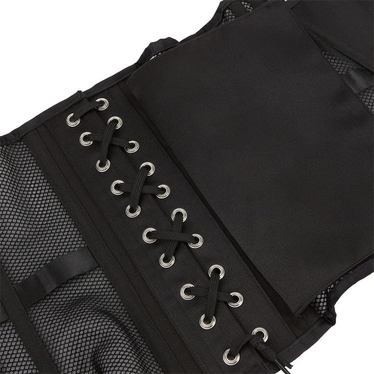 Kobine Women's Gothic Mesh Splice Strappy Underbust Corset