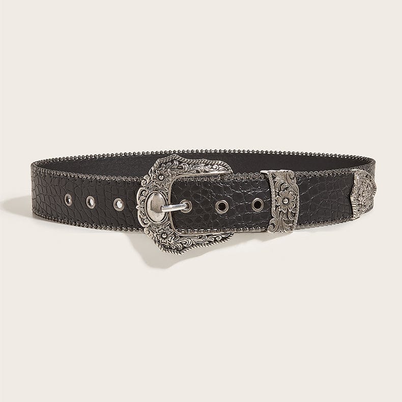 Kobine Women's Gothic Metal Rose Snakeskin Belt