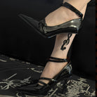 Kobine Women's Gothic Multi Buckle Ankle Strap Treble Clef Heel Stilettos