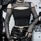 Kobine Women's Gothic Off Shoulder Mesh Splice Shirt