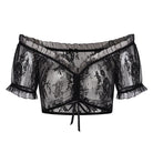 Kobine Women's Gothic Off Shoulder Sheer Lace Bustier