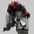 Kobine Women's Gothic Organza Floral Tassels Wide Brim Veiled Hat