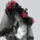 Kobine Women's Gothic Organza Floral Tassels Wide Brim Veiled Hat