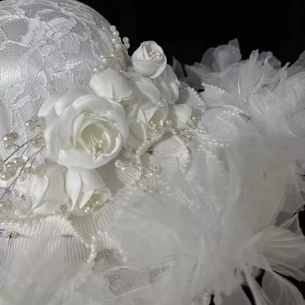 Kobine Women's Gothic Organza Floral Wide Brim Hat