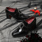 Kobine Women's Gothic Ornate Buckle Strap Two‑Tone Chunky Heels