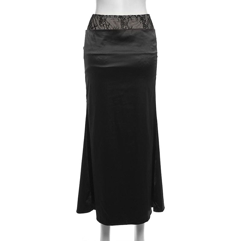 Kobine Women's Gothic Plicated Lace Splice Wrap Skirt