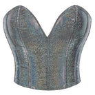 Kobine Women's Gothic Plunging Sequin Lace-up Overbust Corset