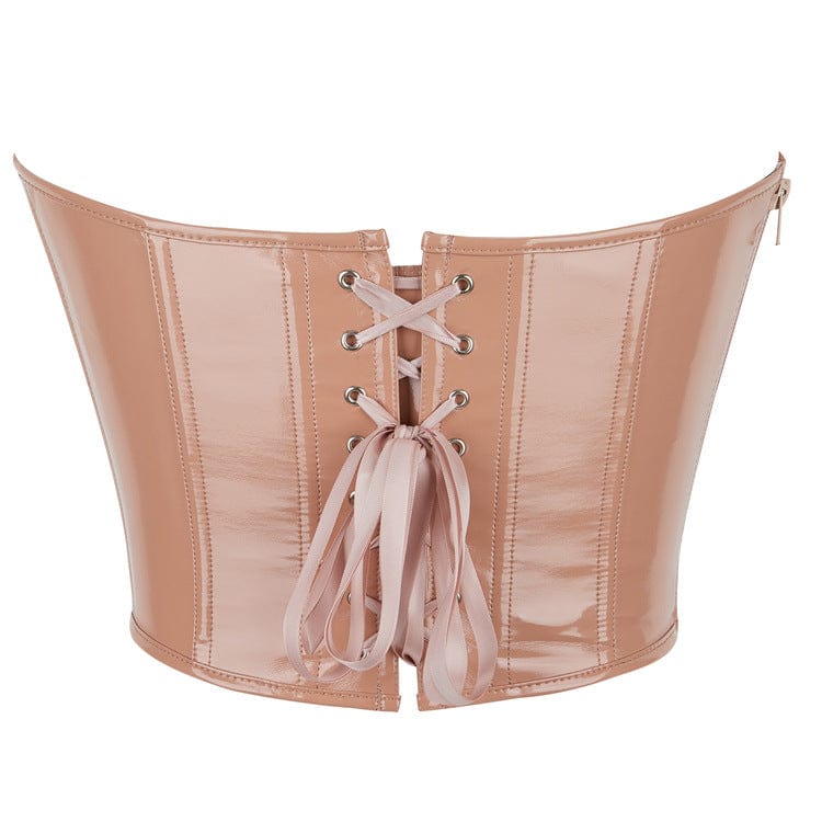 Kobine Women's Gothic Plunging Side Zip Lace-up Overbust Corset