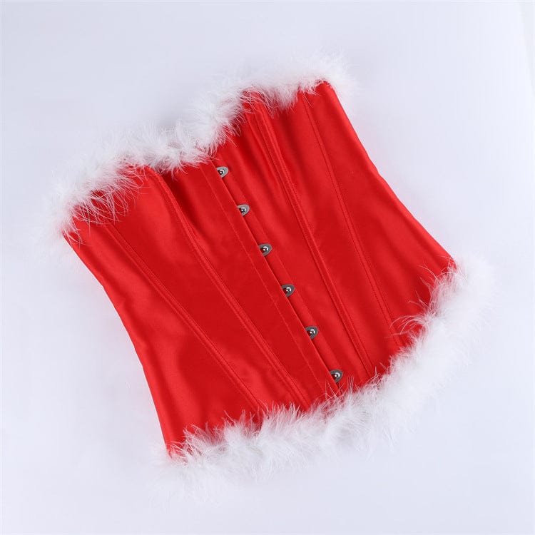 Kobine Women's Gothic Plush Lace-up Overbust Corset