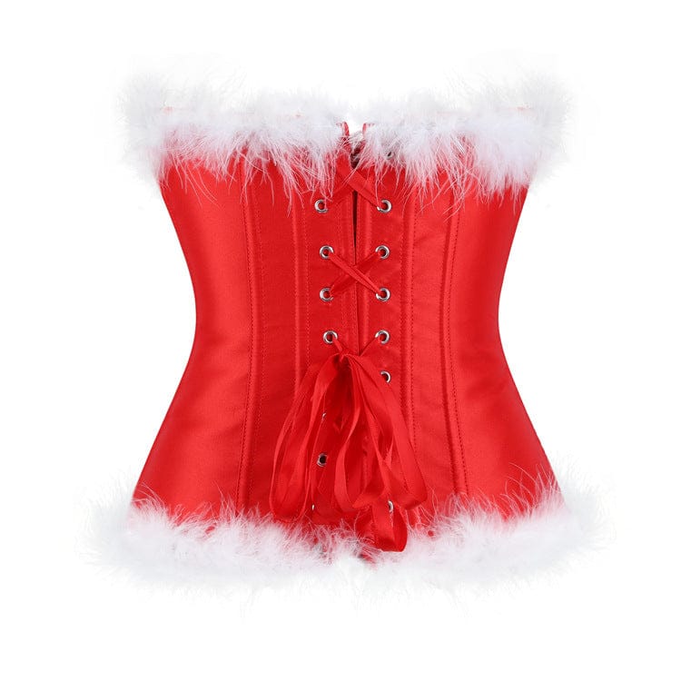 Kobine Women's Gothic Plush Lace-up Overbust Corset