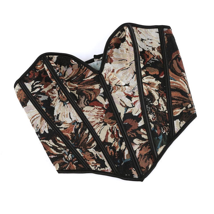 Kobine Women's Gothic Retro Floral Jacquard Lace-up Overbust Corset