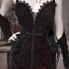 Kobine Women's Gothic Rose Beaded Cross Velvet Maxi Dress