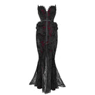Kobine Women's Gothic Rose Beaded Cross Velvet Maxi Dress