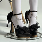 Kobine Women's Gothic Rose Bow Chain Platform High Heels