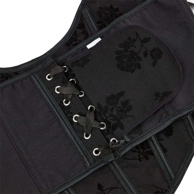 Kobine Women's Gothic Rose Embroidered Halterneck Overbust Corset