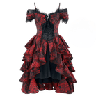 Women's Gothic Rose Jacquard High/Low Hem Off-the-shoulder Dress - Punk Design