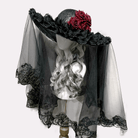 Kobine Women's Gothic Rose Wide Brim Veiled Hat