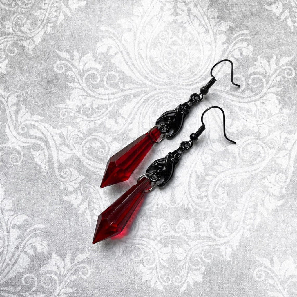 Kobine Women's Gothic Ruby Bat Earring