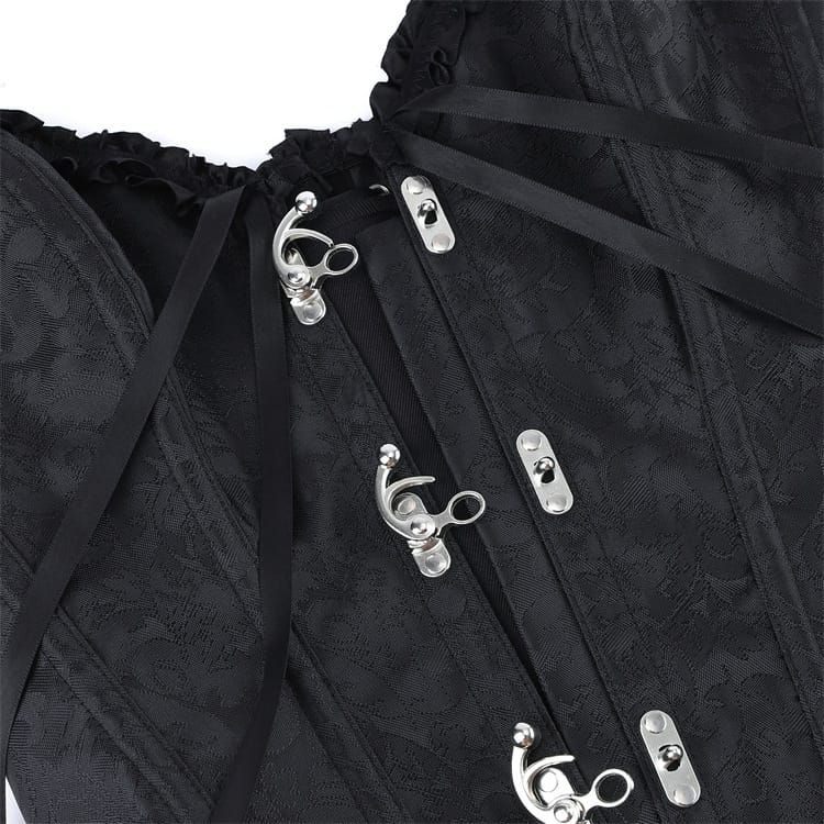 Kobine Women's Gothic Ruffle Lace-up Front Buckle Overbust Corset