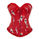 Kobine Women's Gothic Ruffled Christmas Lace-up Overbust Corset