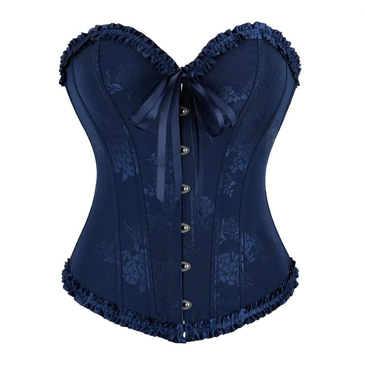 Kobine Women's Gothic Ruffled Hem Lace-up Overbust Corset