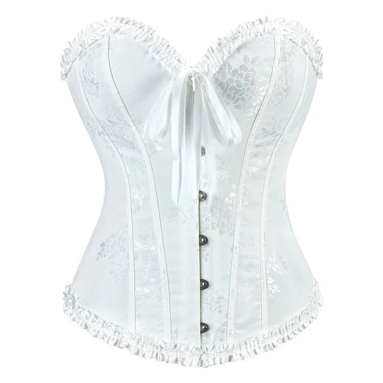 Kobine Women's Gothic Ruffled Hem Lace-up Overbust Corset