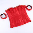 Kobine Women's Gothic Ruffled Hem Overbust Corset with Armlet