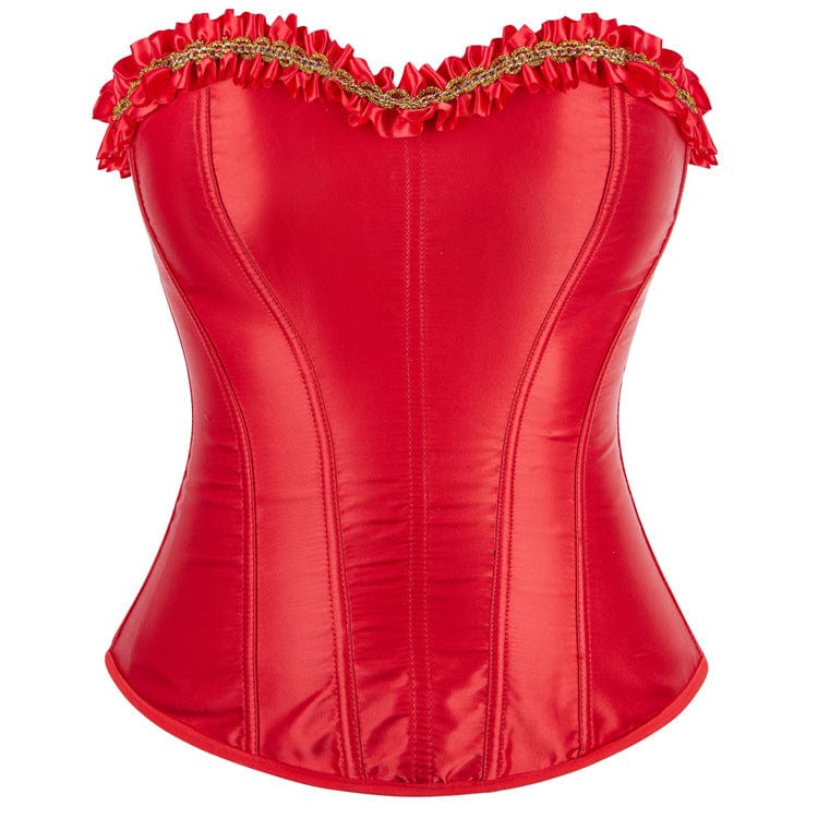 Kobine Women's Gothic Ruffled Hem Overbust Corset with Armlet