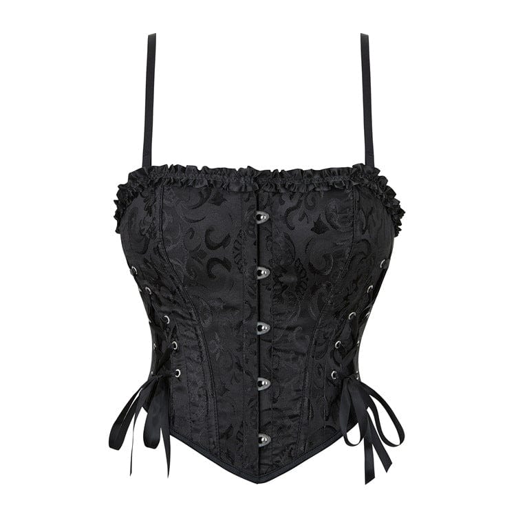 Kobine Women's Gothic Ruffled Lace-up Overbust Corset