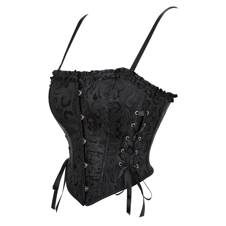 Kobine Women's Gothic Ruffled Lace-up Overbust Corset